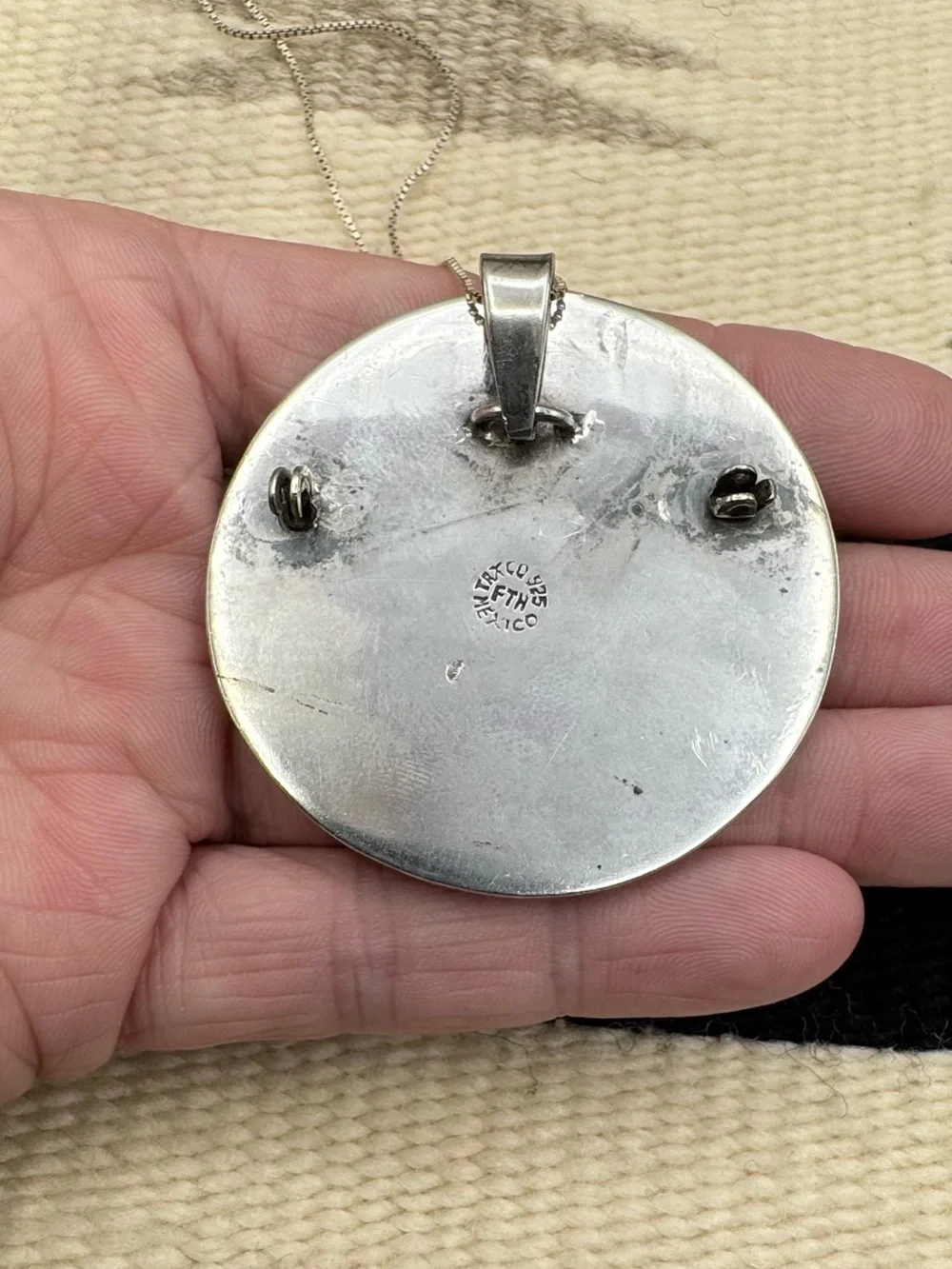 Vintage Mexico Mens Womens Sterling Silver Cross Religious Pendant Necklace